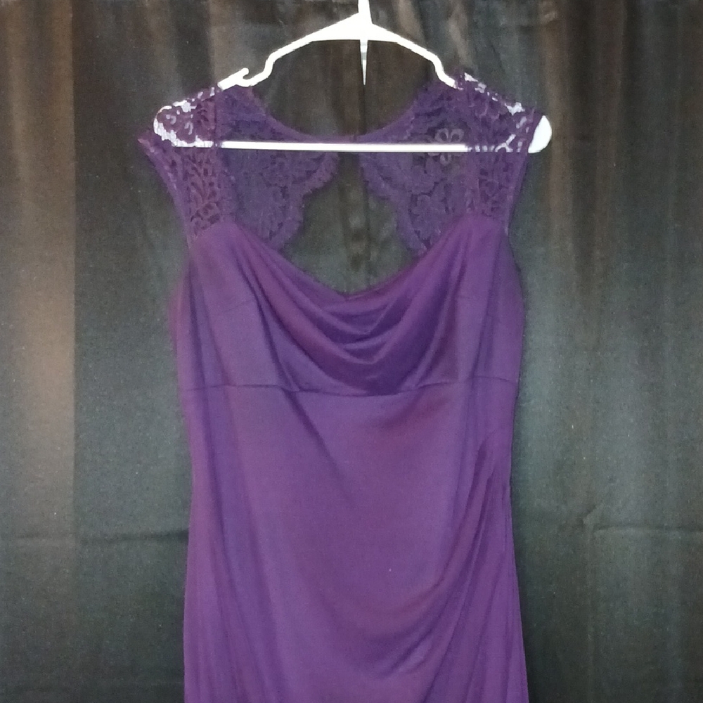 Xscape Purple Lace Evening Dress